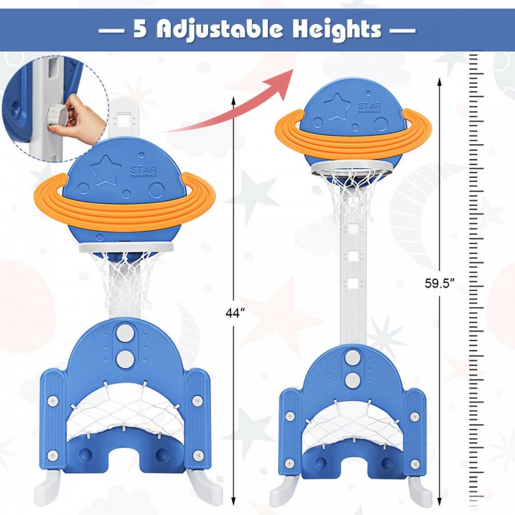 3 in 1 Kids Basketball Hoop Set with Balls and 5 Adjustable Height Levels - Gallery View 11 of 12