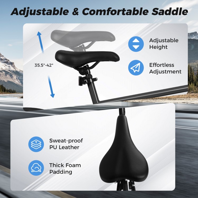 Adjustable black saddle with thick foam padding and height adjustment for the 26-inch mountain bike. Ideal for.