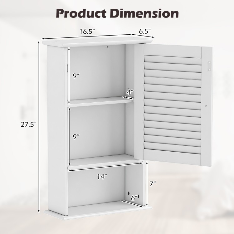 Wall hanging bathroom storage cabinet with adjustable shelves, elegant white finish, and space-saving design for organized storage.
