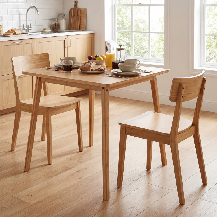 27.5 Inch Square Bamboo Dining Table for 2-4 People - Gallery View 2 of 12