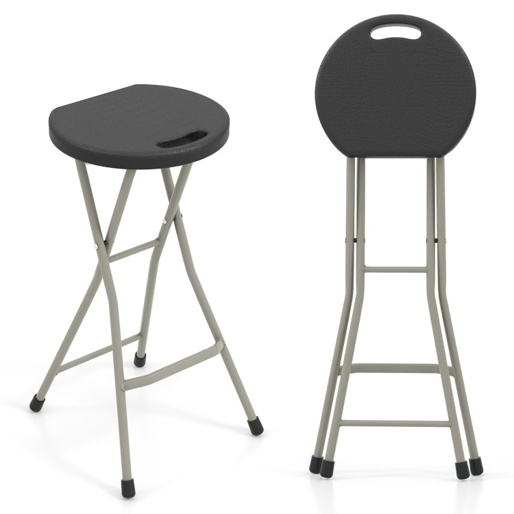 Portable 28-inch folding stool with a sturdy steel frame, non-slip foot pads, and weather-resistant HDPE material for.