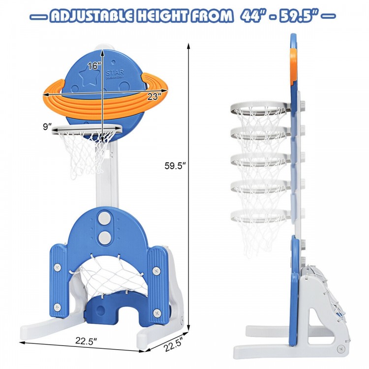 3 in 1 Kids Basketball Hoop Set with Balls and 5 Adjustable Height Levels - Gallery View 4 of 12