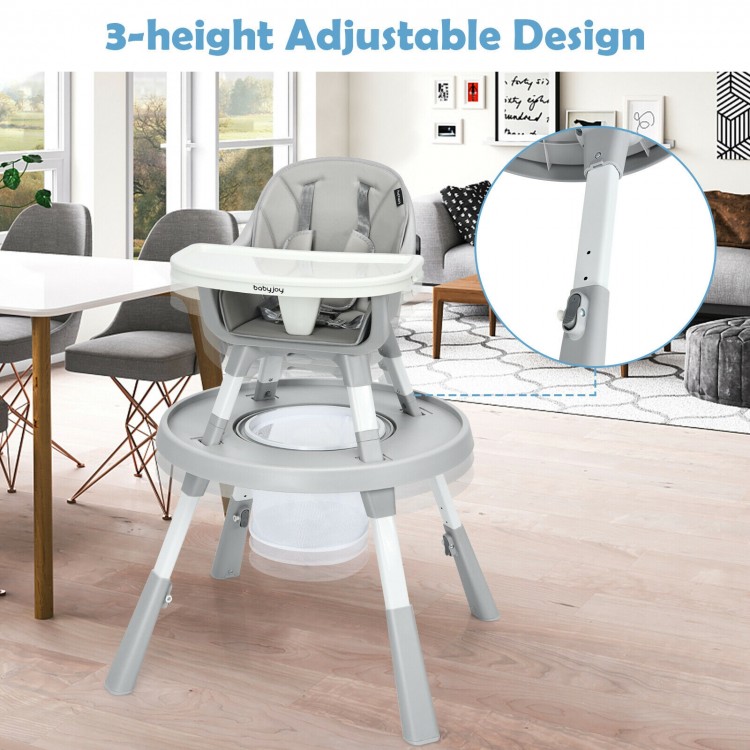 6-in-1 Baby High Chair Infant Activity Center with Height Adjustment-GrayCostway Gallery View 1 of 12