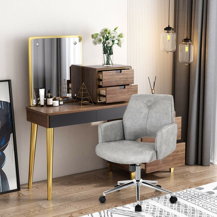 Gray adjustable leisure office chair with armrest and swivel design, perfect for home or office use.