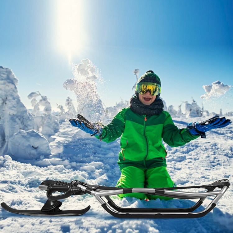 Snow Racer sled with textured grip handles and mesh seat, perfect for outdoor fun in the snow for kids and adults.