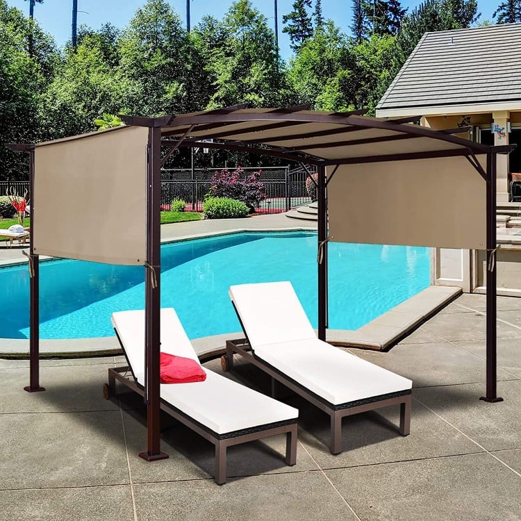 Pergola replacement canopy cover in beige, 6.7' x 17', waterproof and UV-coated for sun protection and easy cleaning.