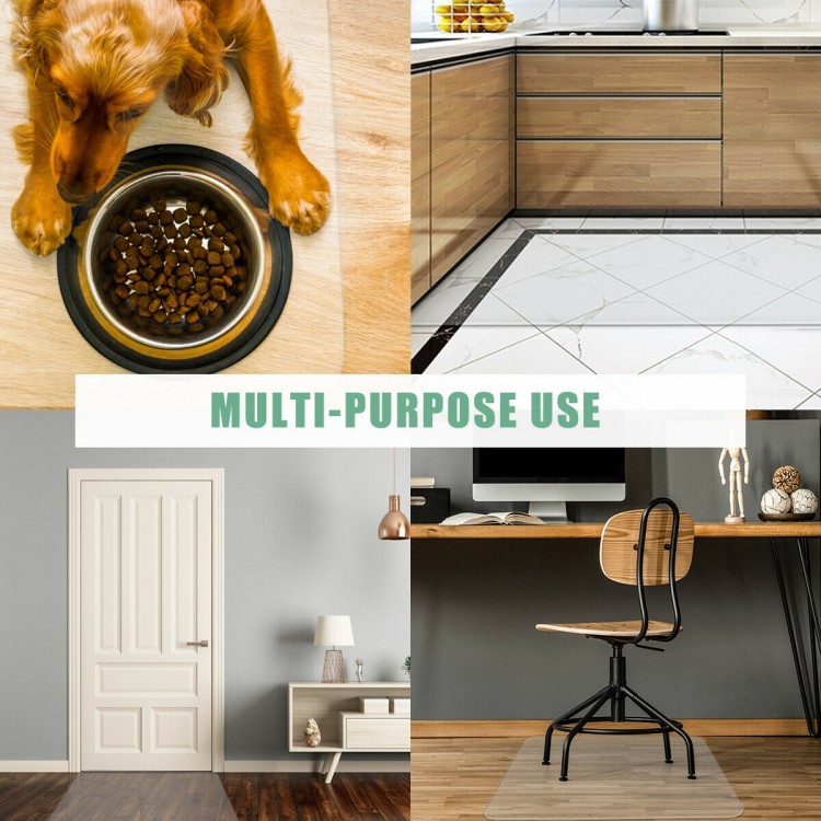 47 x 47 inch PVC chair floor mat with non-slip design, protecting hardwood floors from damage in home or office.