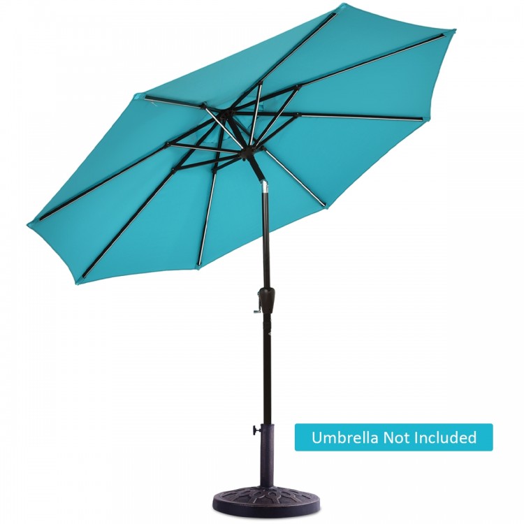 Heavy-duty 30lbs patio umbrella base with a decorative bronze finish, designed for secure outdoor use.