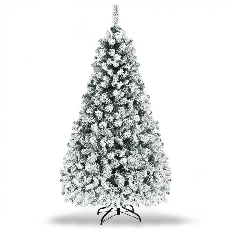 Pre-Lit Premium Snow Flocked Hinged Artificial Christmas Tree - Gallery View 1 of 9