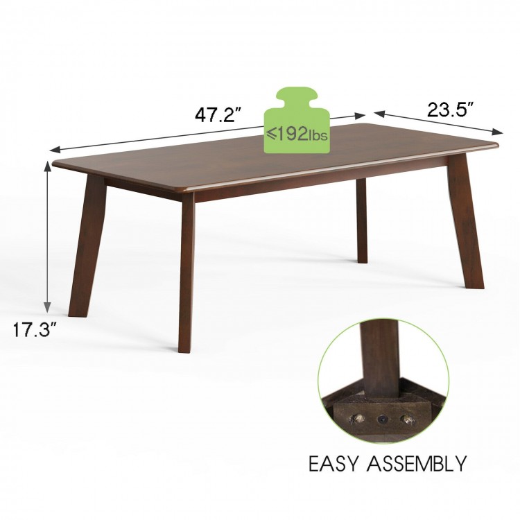 Rectangular wooden coffee table with rubber legs, 47.2" x 23.5", easy assembly, perfect for side or coffee table use.