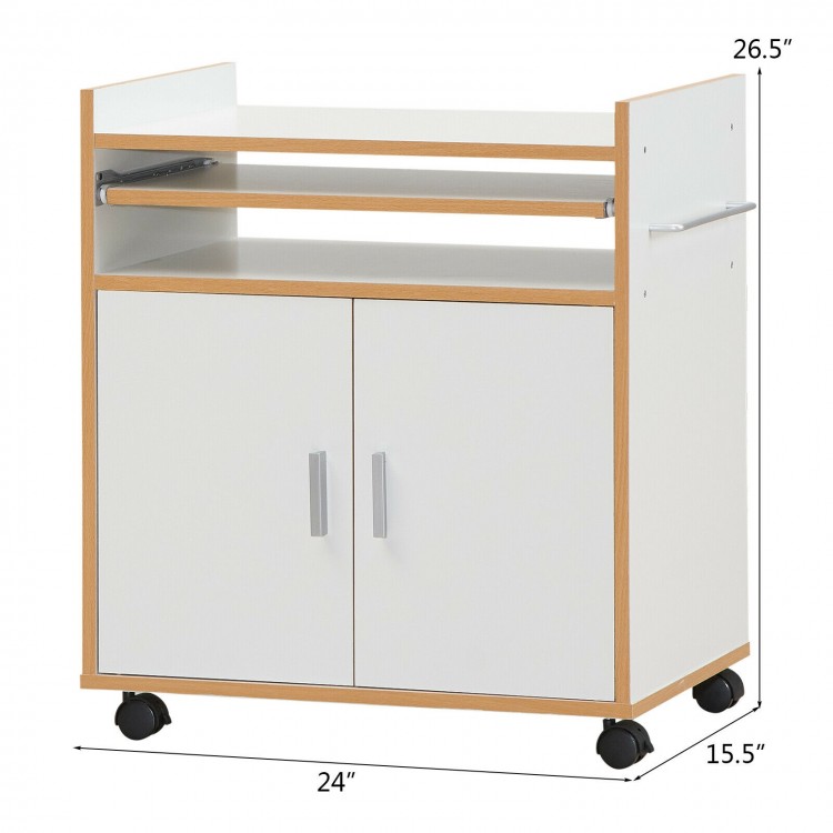 Rolling kitchen island on wheels with removable shelf, towel rack, and compact design for small spaces.