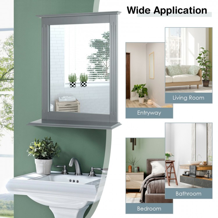 Wall-Mounted Multipurpose Vanity Mirror with Shelf - Gallery View 3 of 9