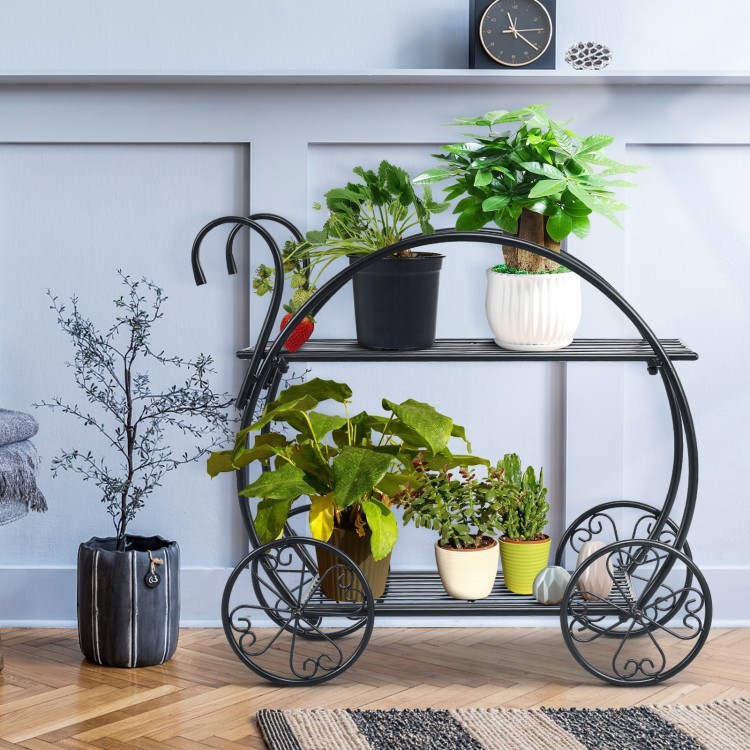 Heavy Duty Metal Flower Cart Plant Stand - Gallery View 1 of 12