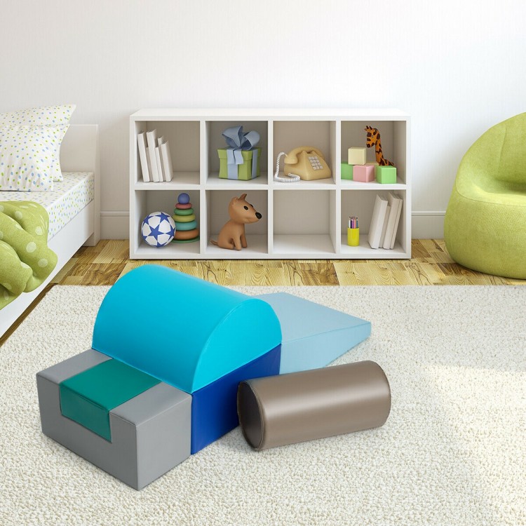 Colorful 6-piece indoor play set for toddlers, featuring soft blocks for crawling, sliding, and safe play.