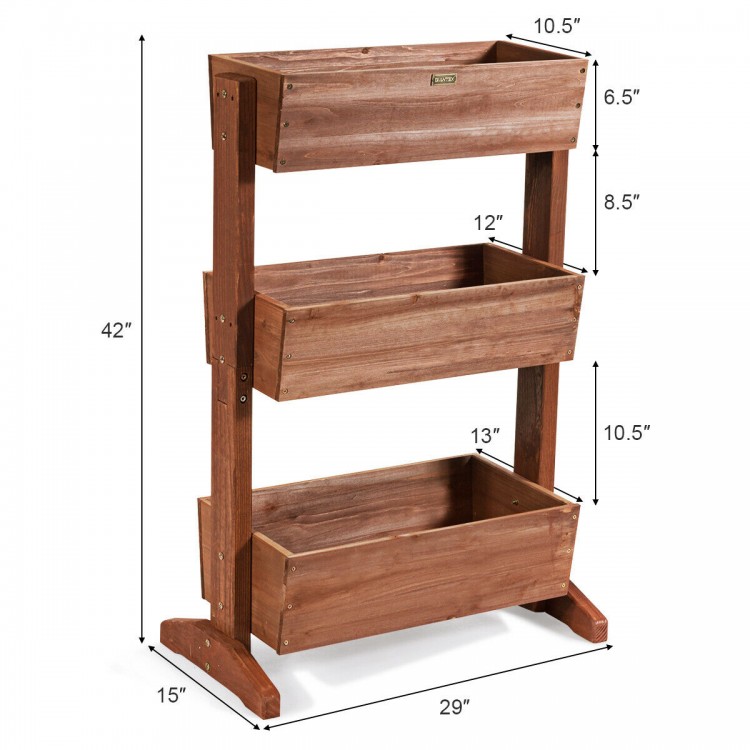 3-tier raised garden bed made of solid wood with adjustable shelves, perfect for versatile plant storage and display.
