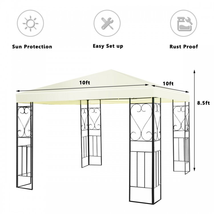 10x10 feet patio gazebo canopy tent with decorative patterns and solid steel frame, perfect for outdoor gatherings.