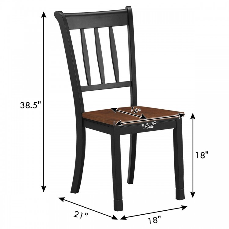 Black spindle back dining chair made of rubber wood, featuring a W-shaped seat design for comfort and stability.
