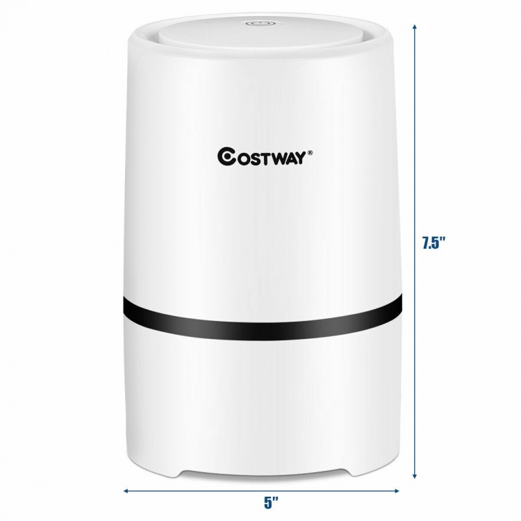 Mini Ionic 3-in-1 HEPA air purifier in white, featuring a night light and efficient 3-stage filtration system.