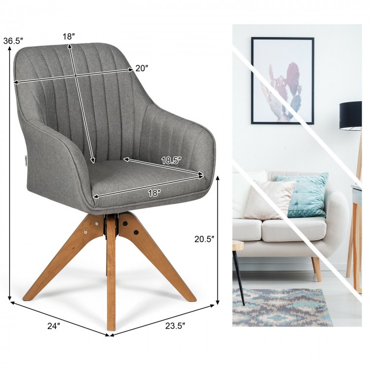 Swivel accent chair with breathable linen upholstery and beech wood legs, ideal for study or relaxation in any room.