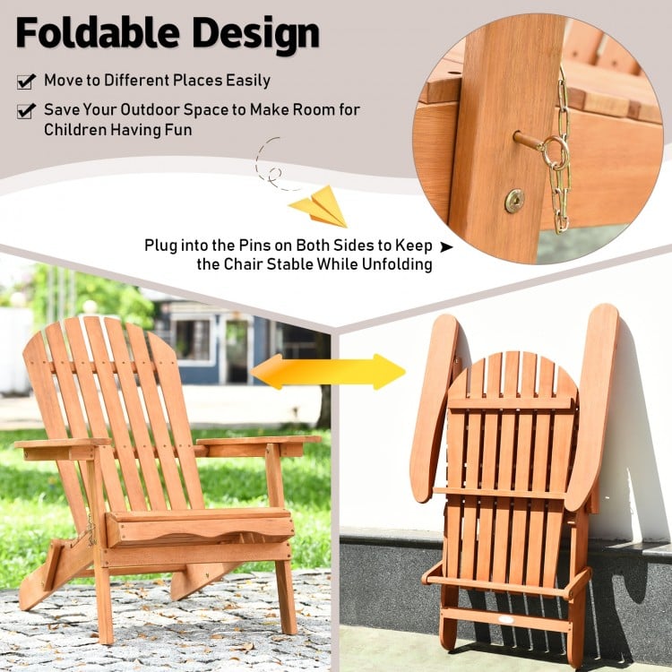 Foldable eucalyptus wood lounger chair with ergonomic backrest, perfect for patio or garden relaxation.