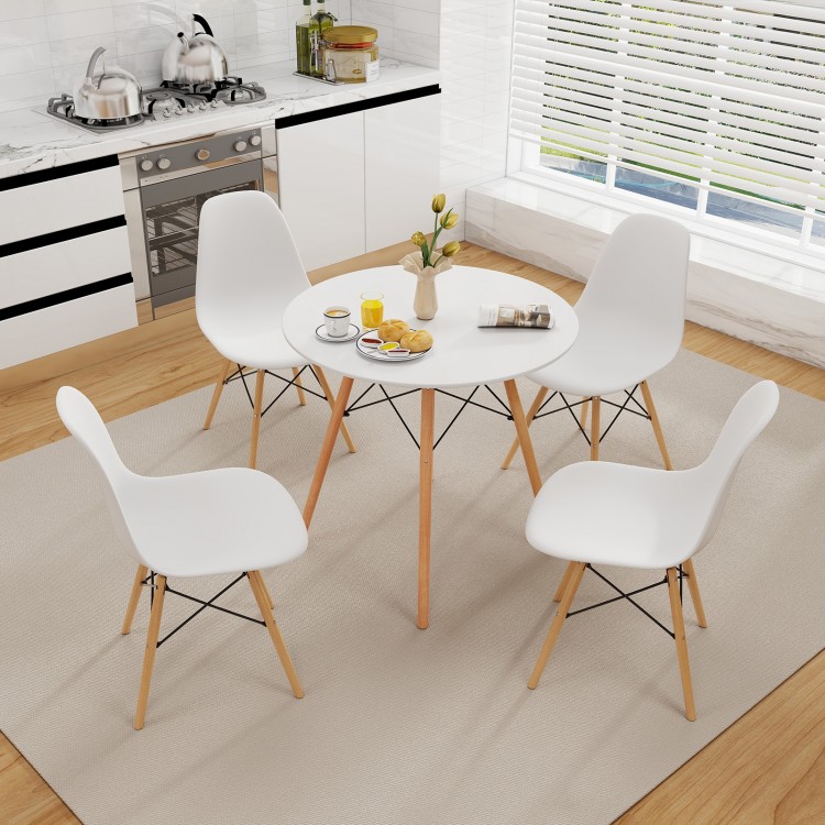 Round modern dining table with solid wooden legs, 31.5 inches, designed for compact spaces, perfect for dining or.
