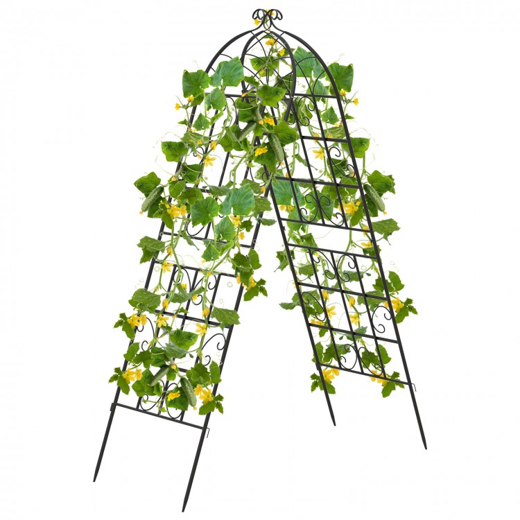 Metal garden trellis with butterfly pattern, 71 x 20 inches, ideal for climbing plants and space-saving garden design.