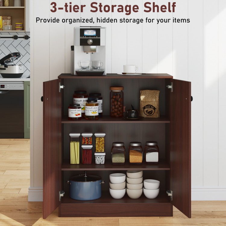 3-tier storage shelf in brown, featuring ample space for kitchen items, snacks, and decor, ideal for modern interiors.