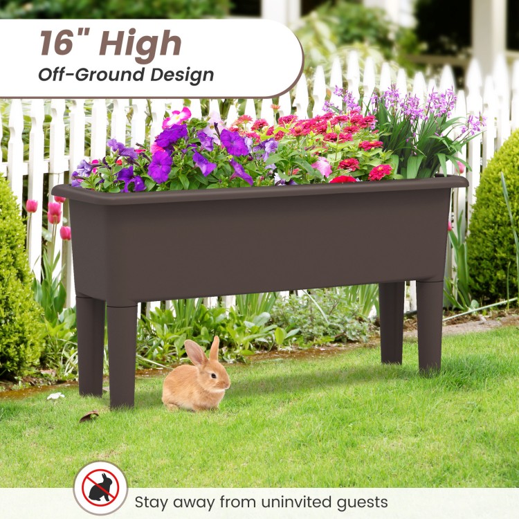 Raised garden bed with detachable legs, 16" high, self-watering design for flowers and vegetables, perfect for outdoor.