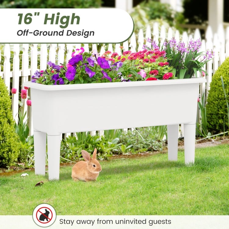 Raised garden bed with detachable legs, 16" high, self-watering design, ideal for flowers and vegetables in outdoor.