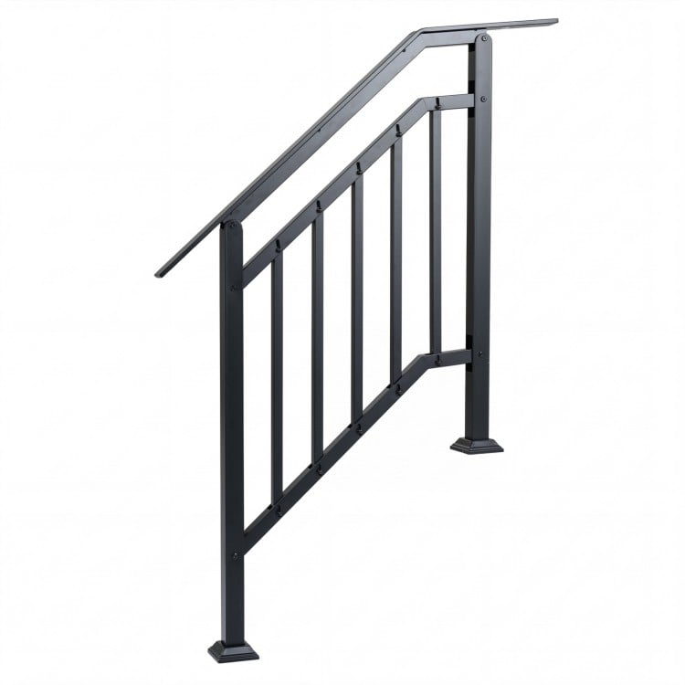 Adjustable outdoor handrail with a powder-coated finish, designed for steps, supports up to 150 kg for various surfaces.