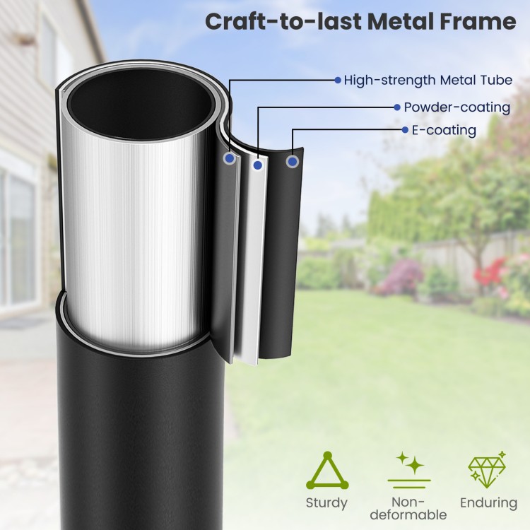 Close-up of the sturdy metal frame with powder-coated finish for the swivel outdoor chairs, ensuring durability and.