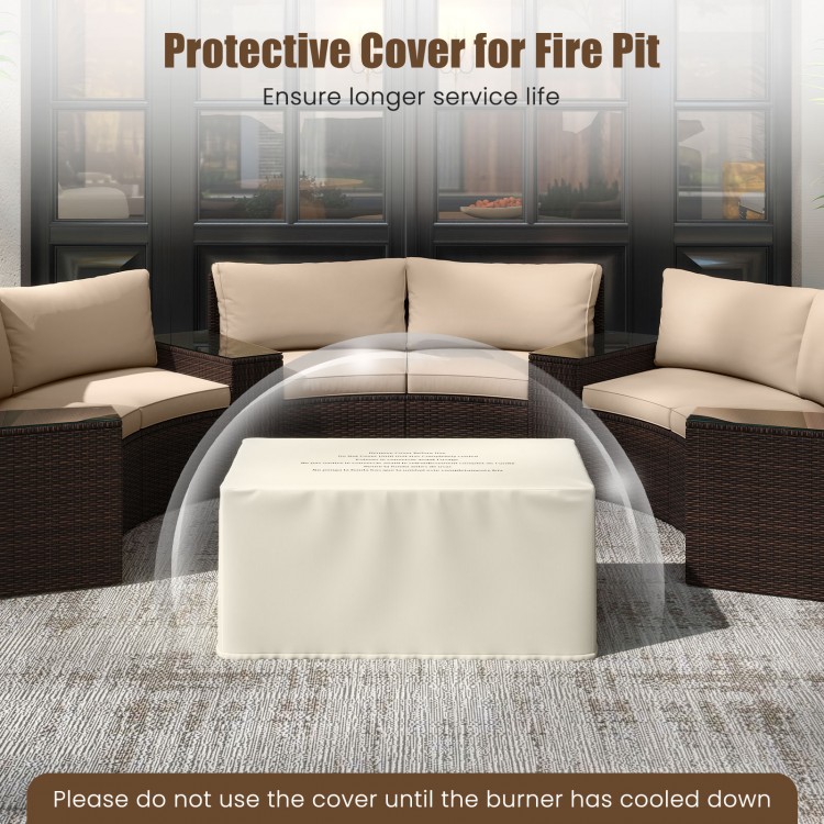 Protective cover for 32-inch outdoor rattan fire pit set, ensuring durability and longevity when not in use.