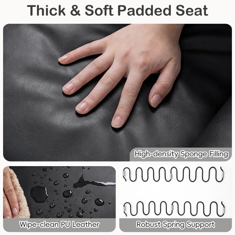 Black 2-seater kids recliner sofa chair with adjustable backrest, cup holders, and soft padded seat for comfortable.