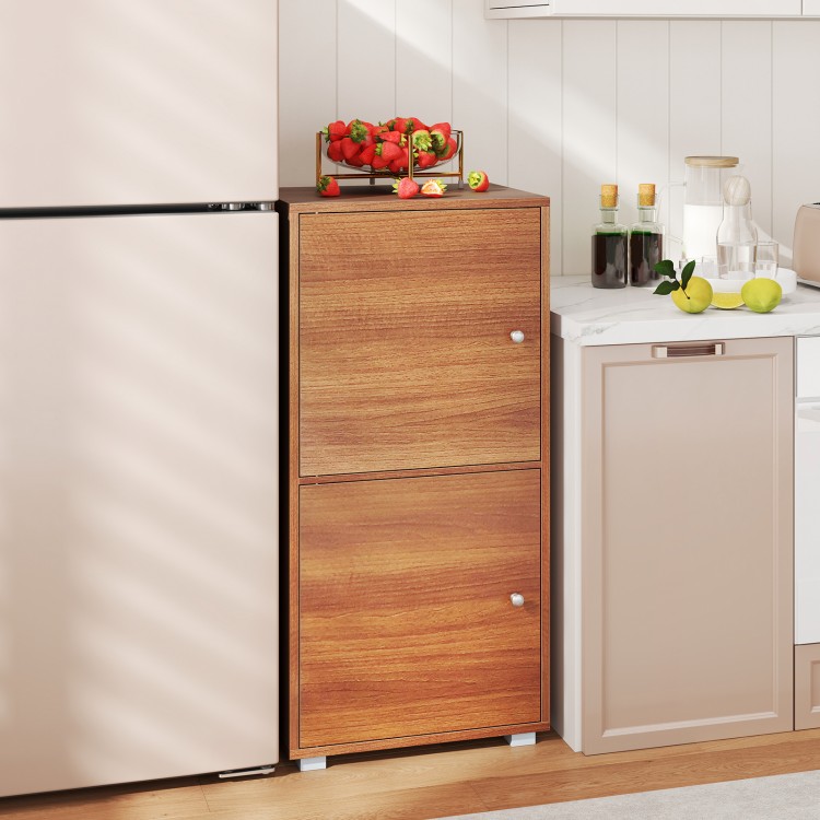 Walnut 2-tier nightstand featuring a drawer and open shelf, ideal for versatile storage in any indoor setting.