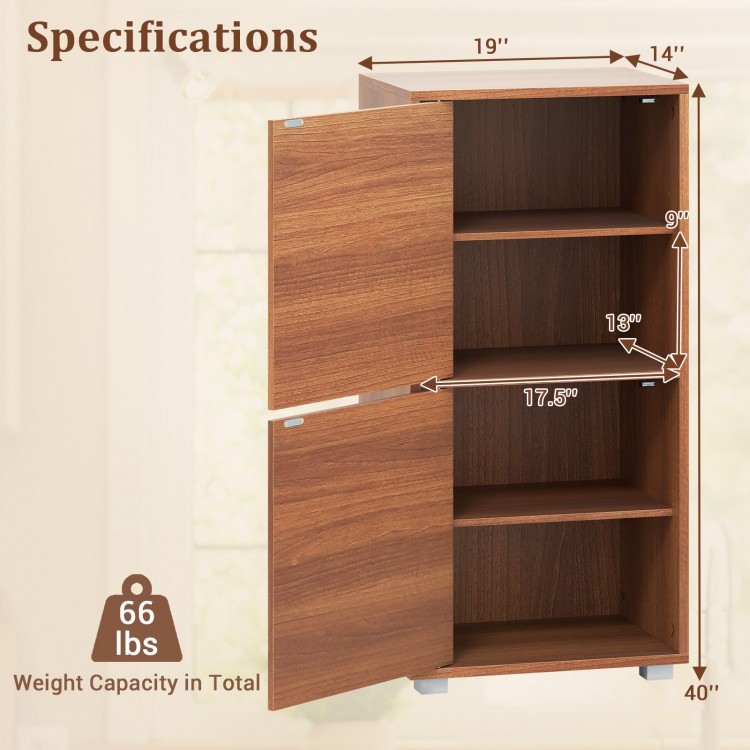 2-tier modern nightstand in walnut finish showcasing adjustable shelves and sturdy design for versatile storage.