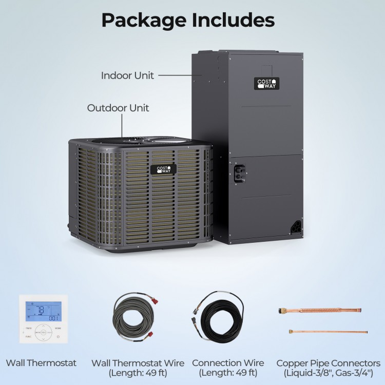 2 Ton 18 SEER2 High-Performance Heat Pump System with indoor and outdoor units, wall thermostat, and installation.