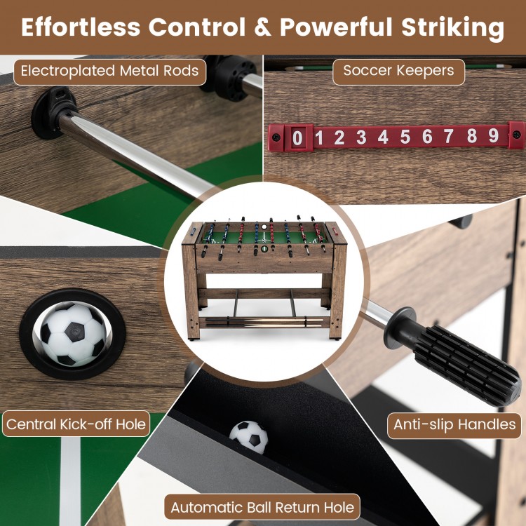 2-in-1 swivel foosball and pool combo game table with electroplated metal rods and anti-slip handles for effortless.