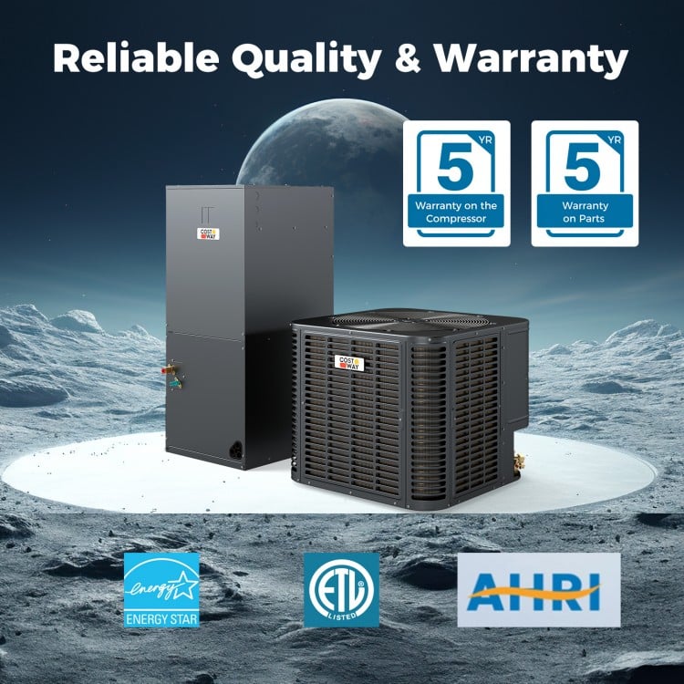 ETL and Energy Star certified 2-3 Ton heat pump system featuring quiet operation at 49 dB for comfortable living.