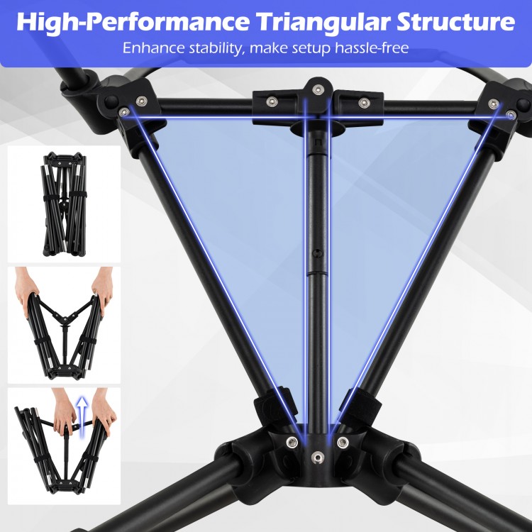 High Back Portable Camping Chair showcasing the unique double-triangular structure for enhanced stability and easy.