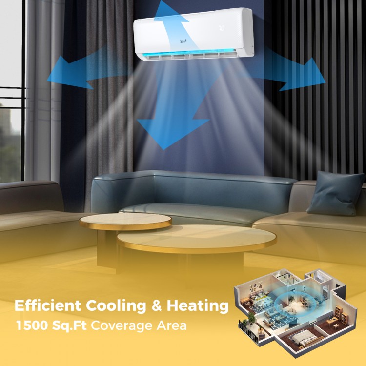 Ultra-Quiet 24000 BTU mini split air conditioner with efficient cooling and heating for 1500 sq.ft spaces.