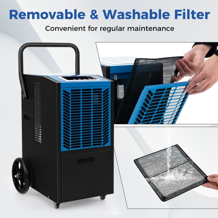 Close-up of the removable and washable filter of the 163 PPD commercial dehumidifier for easy maintenance.
