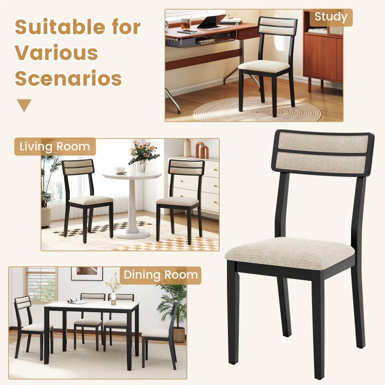 Modern dining chair with tilt backrest in black, featuring padded seat and elegant back pattern, suitable for various.