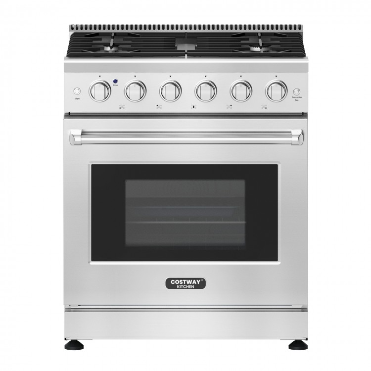 30-inch natural gas range with 5 burners, 4.55 cu.ft. oven, and storage drawer for versatile cooking needs.