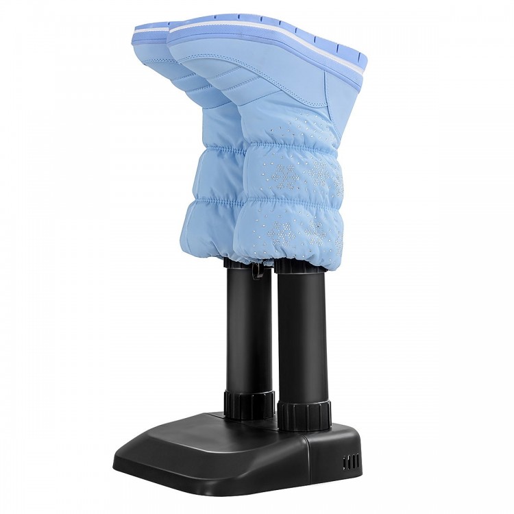 Electric shoe dryer with blue drying tubes, designed for quick and quiet drying of boots and gloves. Ideal for all.