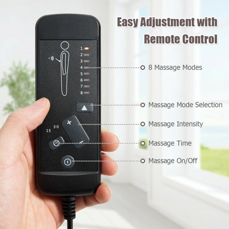 Remote control for the brown recliner sofa wingback chair, featuring 8 massage modes and adjustable intensity settings.