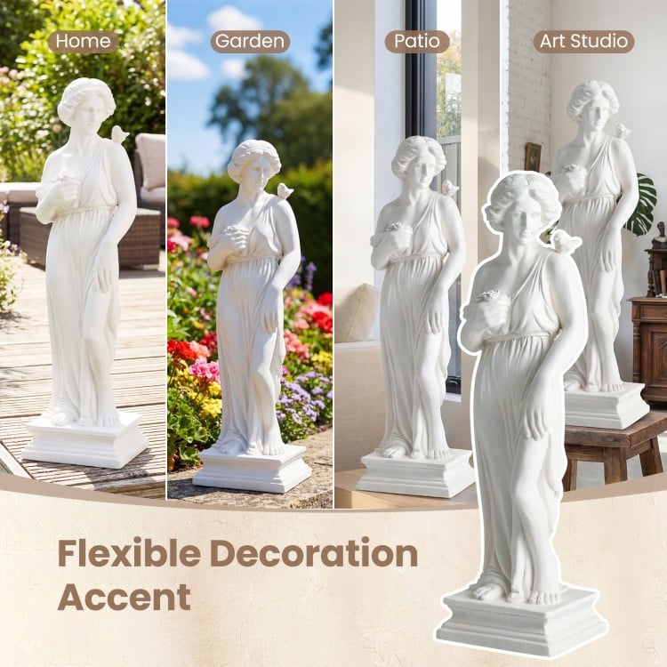 31.5-inch outdoor Greek goddess statue with antique finish, perfect for garden or patio decoration, adds a mythic vibe.