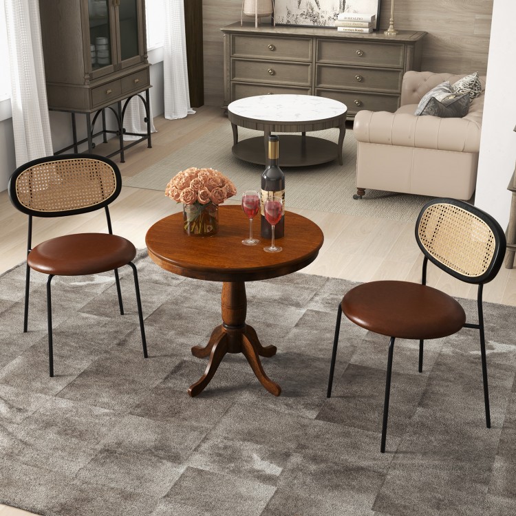 32-inch round wooden pub pedestal side table in walnut finish, showcasing a retro style and round edge design for.