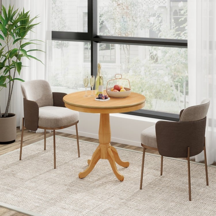 Round 32-inch wooden pub pedestal side table with rubber wood base, perfect for dining room or kitchen decor.