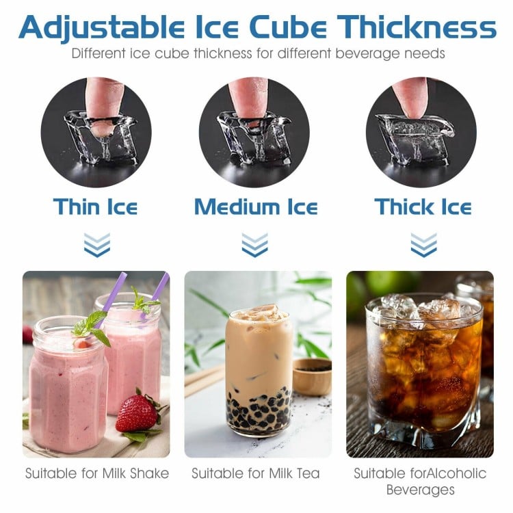 Adjustable ice thickness feature of the 353LBS/24H commercial ice maker, ideal for various beverages and efficient ice.