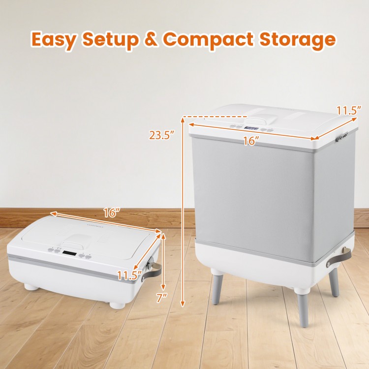 35L large gray towel warmer with heating and drying modes, compact design for easy storage and portability.